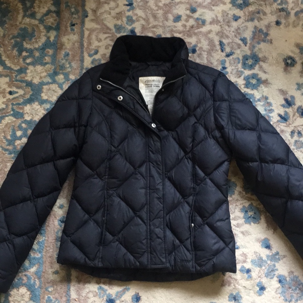 Eddie Bauer Black Puffy Down Coat Size M
